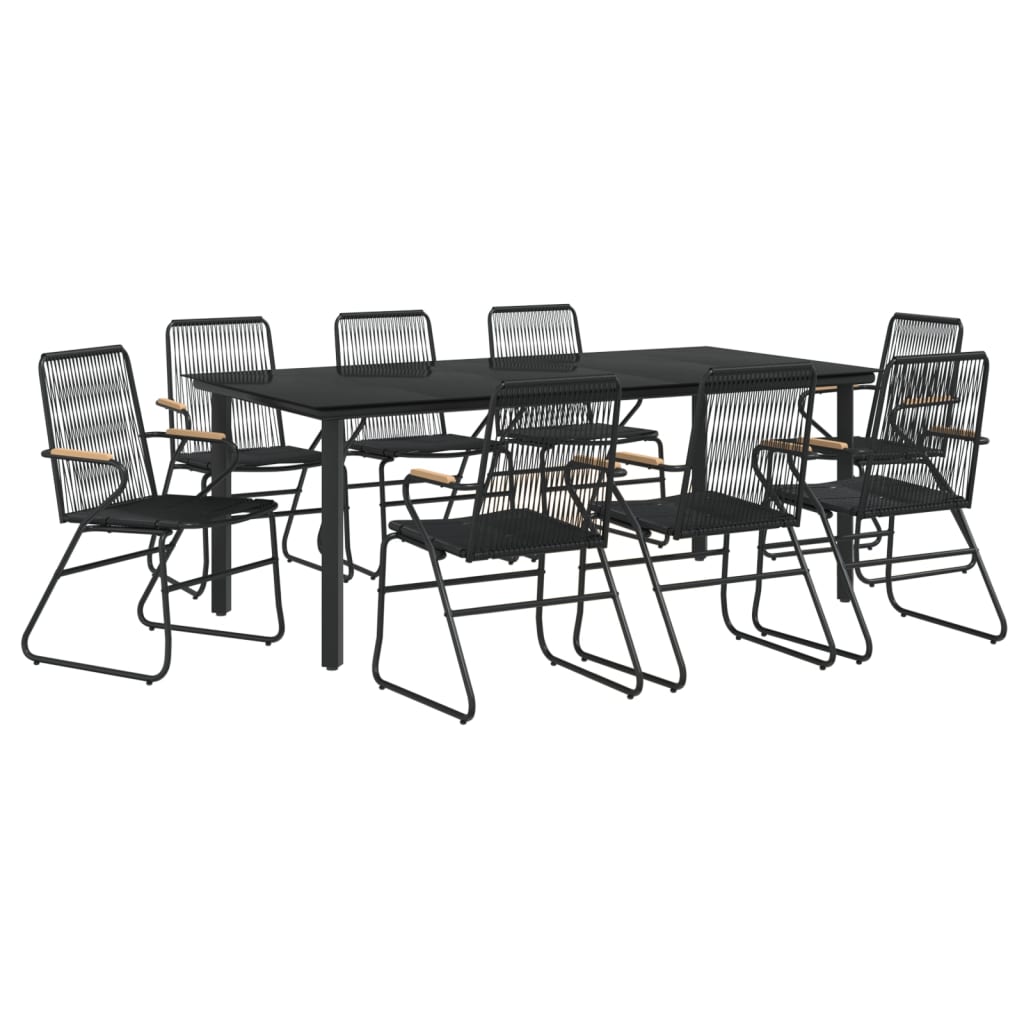 9-Tlg. Garten-Essgruppe Schwarz Pvc Rattan