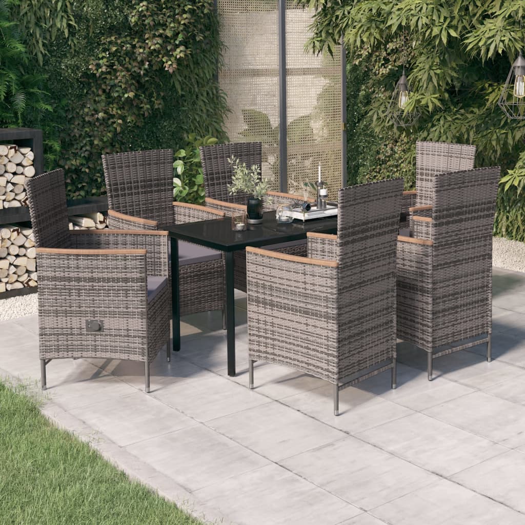7-Tlg. Garten-Essgruppe Mit Kissen Grau
