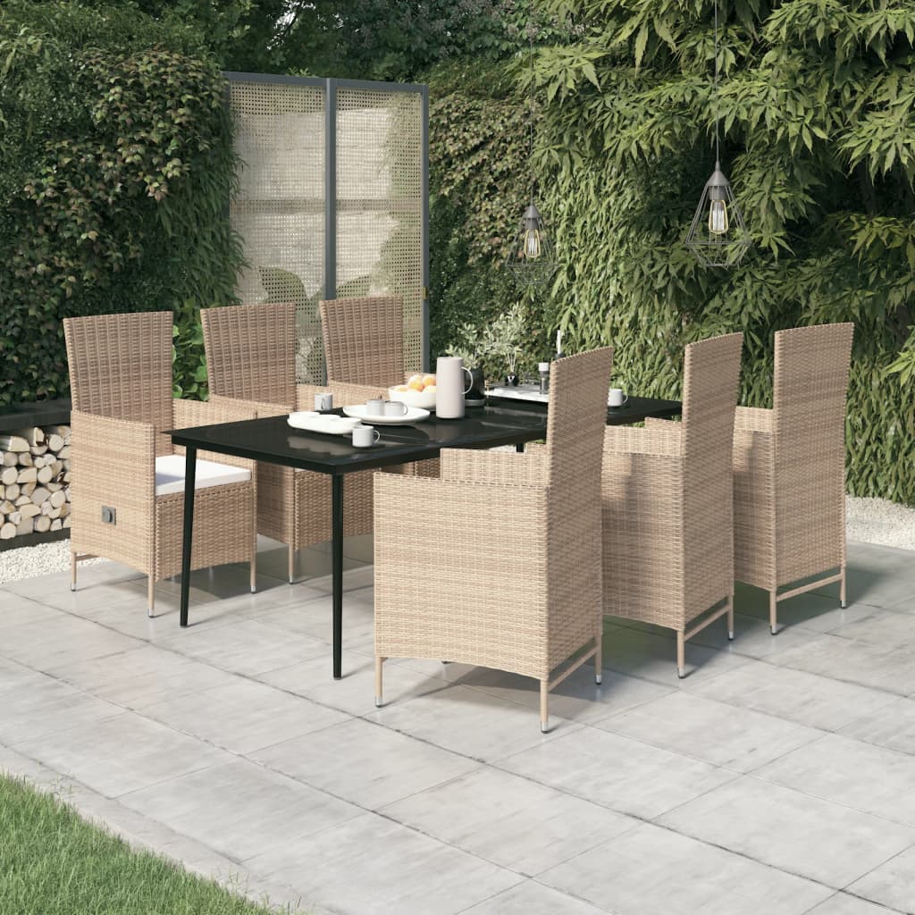 9-Tlg. Garten-Essgruppe Mit Kissen Schwarz