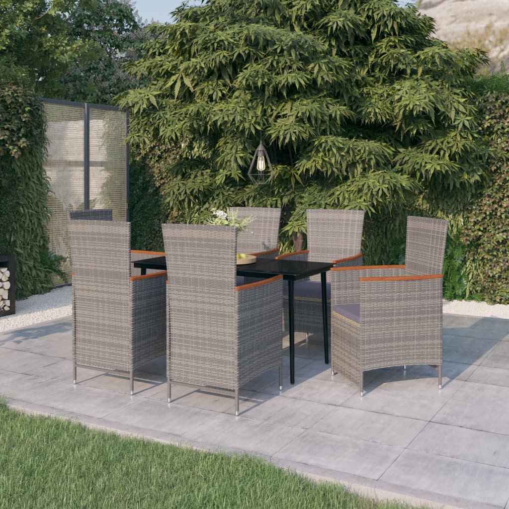7-Tlg. Garten-Essgruppe Mit Auflagen Grau