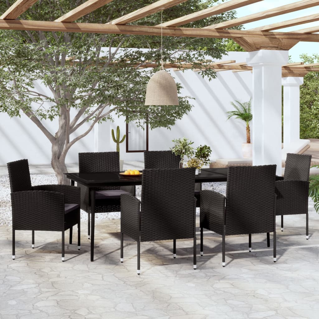 9-Tlg. Garten-Essgruppe Schwarz