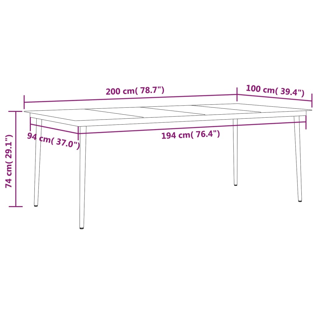 9-Tlg. Garten-Essgruppe Schwarz