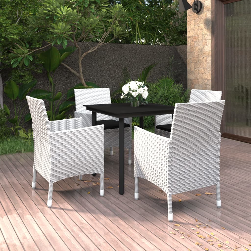 9-Tlg. Garten-Essgruppe Mit Auflagen Poly Rattan Und Glas