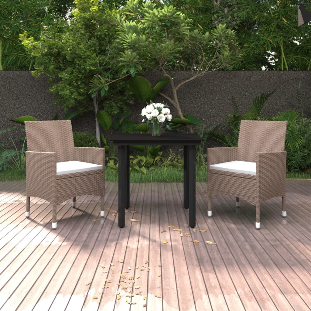 5-Tlg. Garten-Essgruppe Mit Auflagen Poly Rattan Und Glas