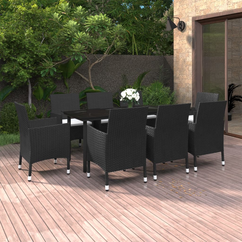 7-Tlg. Garten-Essgruppe Mit Auflagen Poly Rattan Und Glas