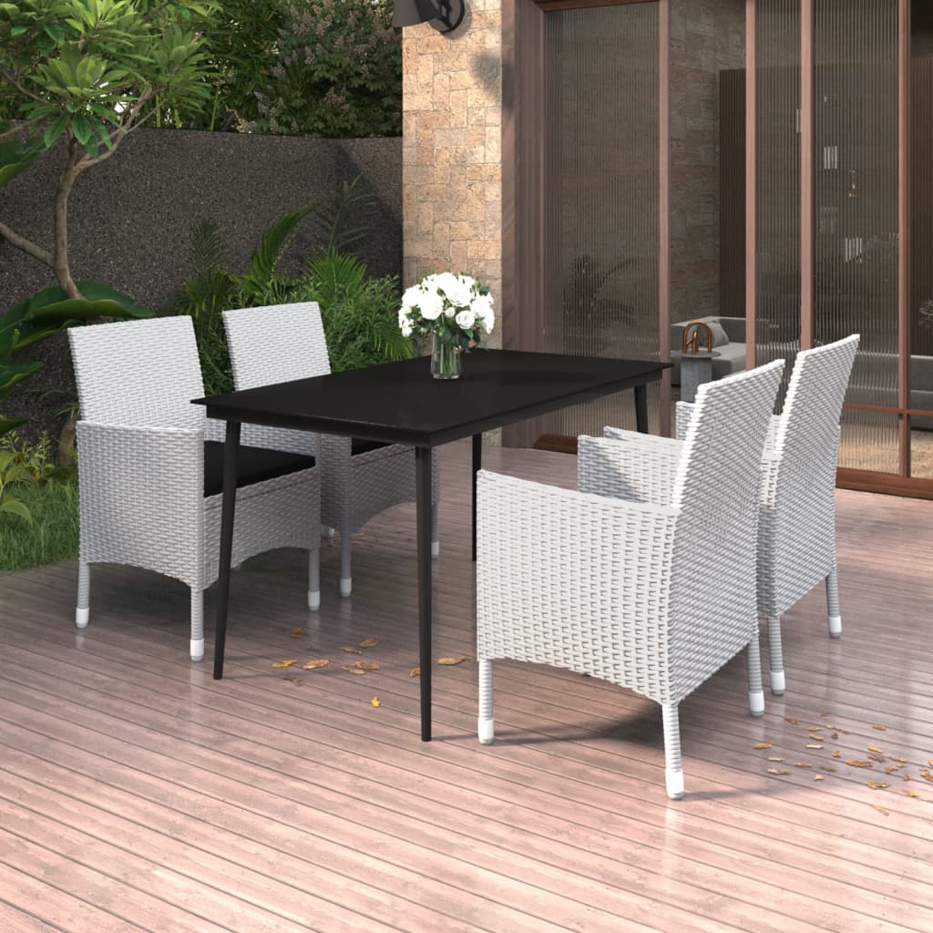 7-Tlg. Garten-Essgruppe Mit Auflagen Poly Rattan Und Glas