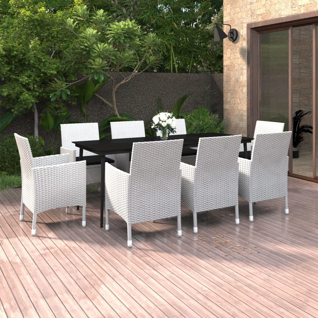7-Tlg. Garten-Essgruppe Mit Kissen Poly Rattan Und Glas