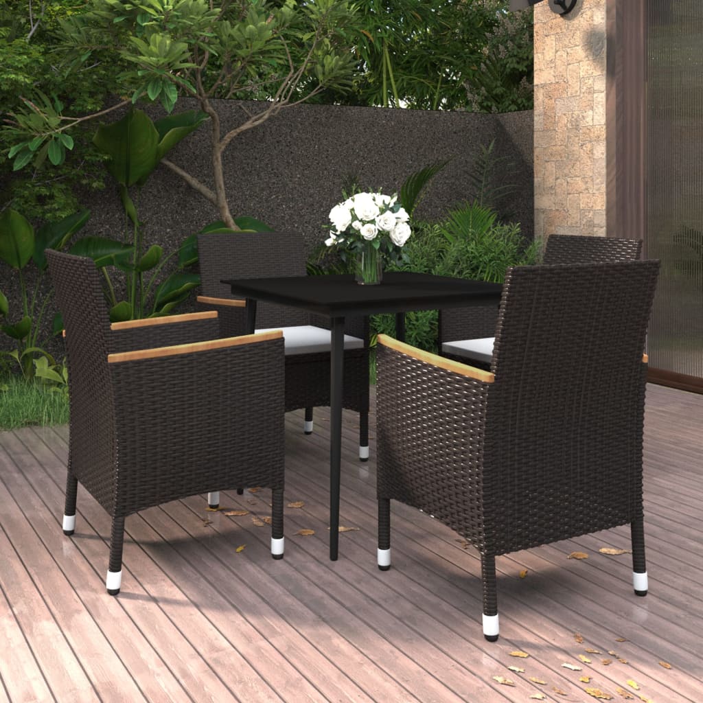 7-Tlg. Garten-Essgruppe Mit Kissen Poly Rattan Und Glas