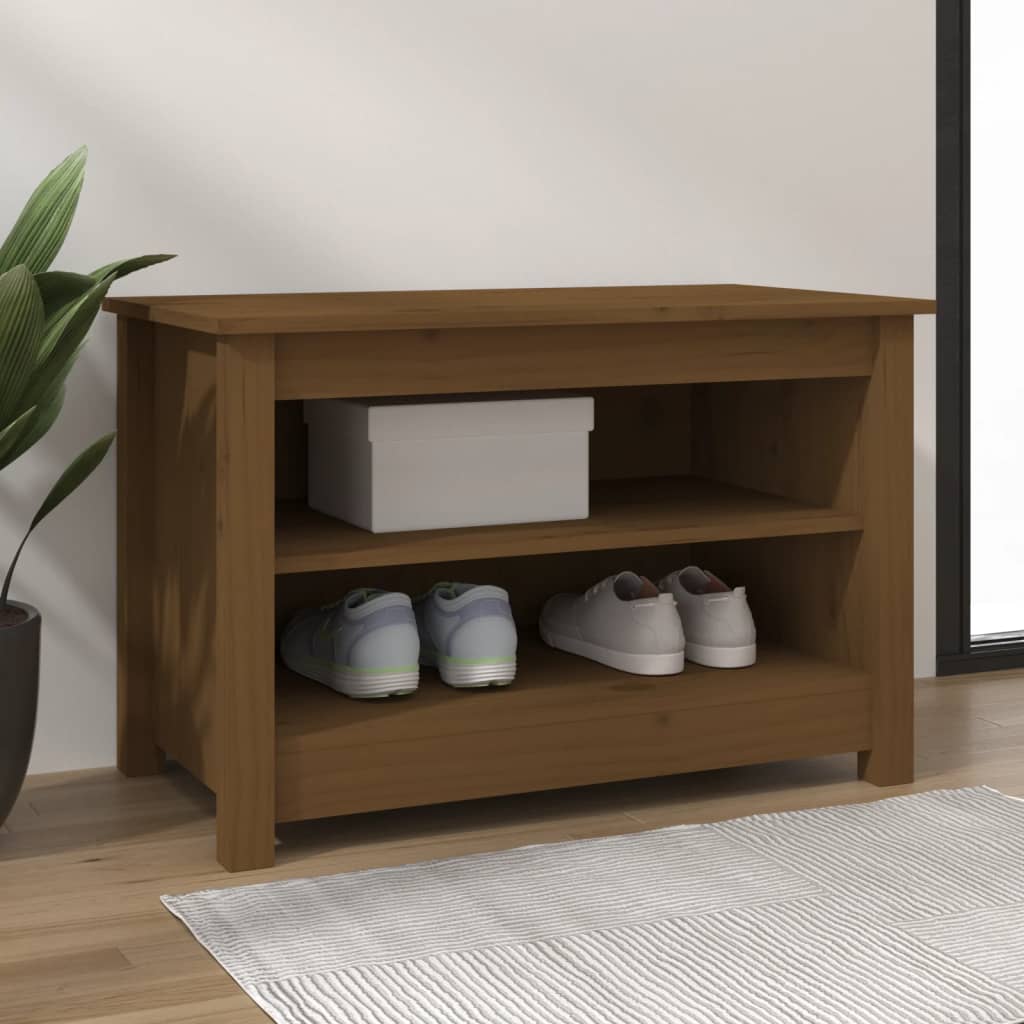 Schuhbank 70X38X45,5 Cm Massivholz Kiefer Honigbraun