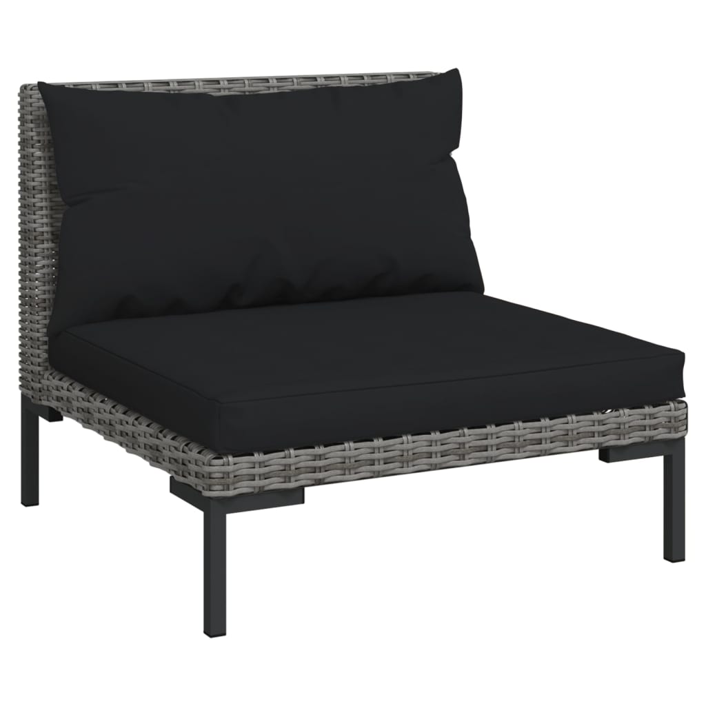 4-Tlg. Garten-Lounge-Set Mit Kissen Poly Rattan Dunkelgrau