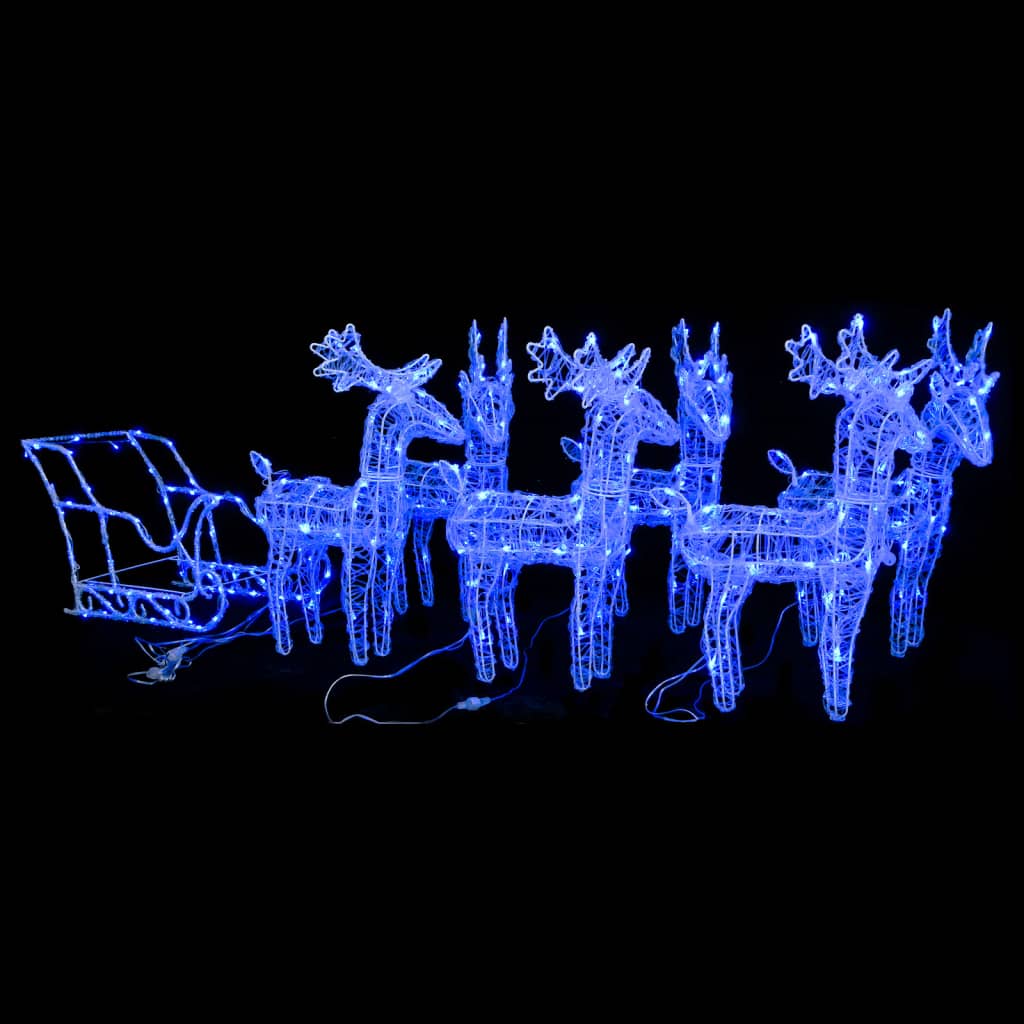 Rentiere & Schlitten Weihnachtsdekoration 160 Leds 130 Cm Acryl Blau