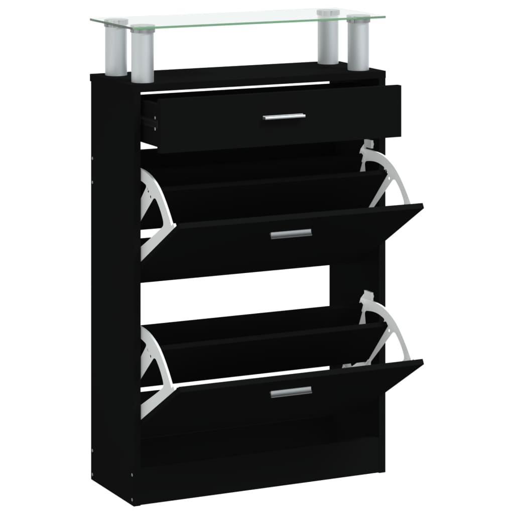 Schuhschrank 63X24X104 Cm Holzwerkstoff Schwarz