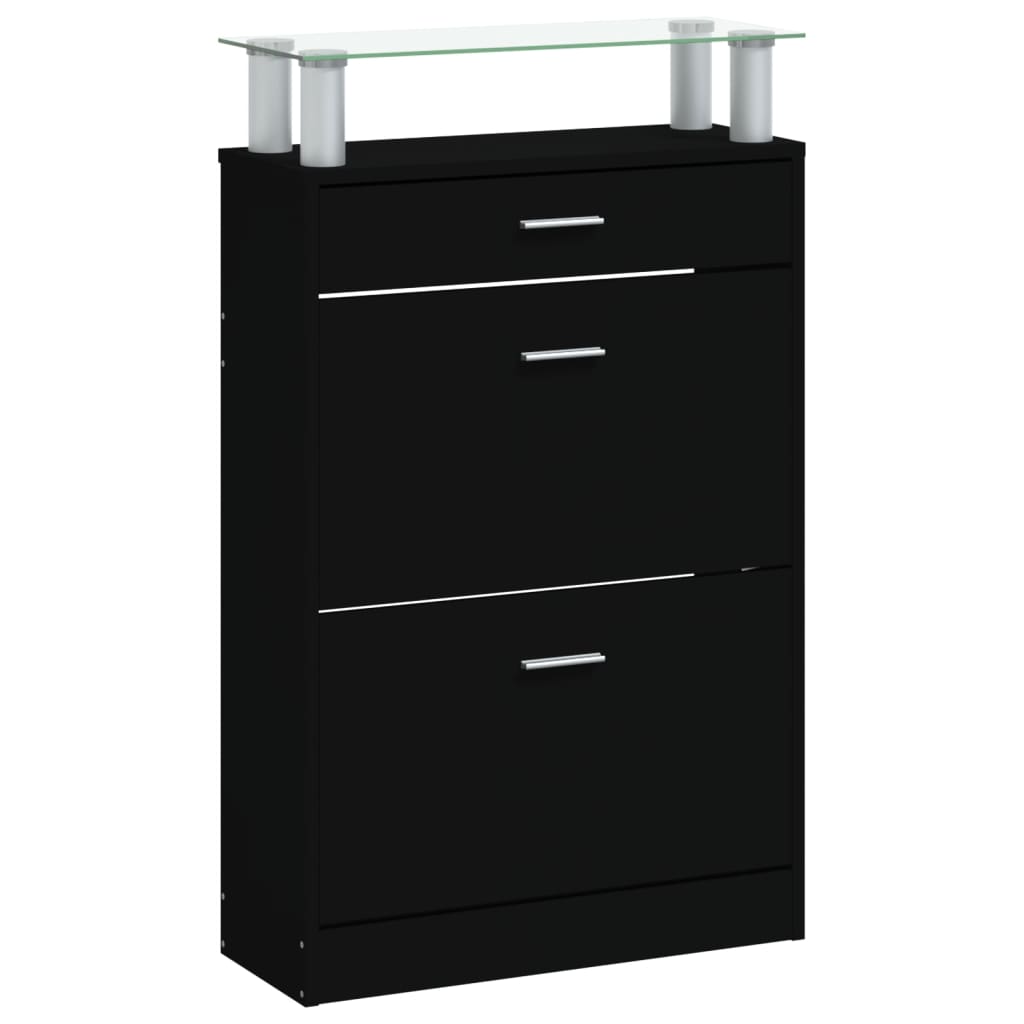Schuhschrank 63X24X104 Cm Holzwerkstoff Schwarz
