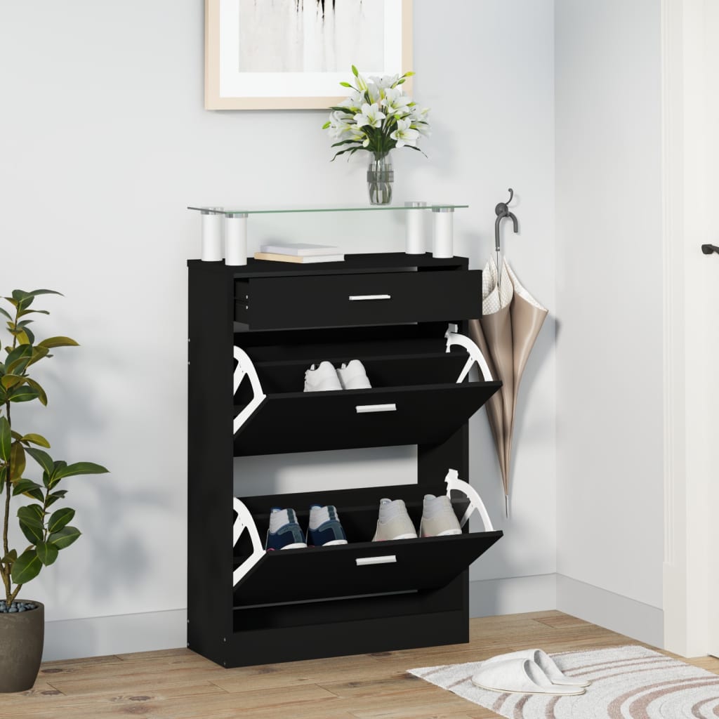 Schuhschrank 63X24X104 Cm Holzwerkstoff Schwarz