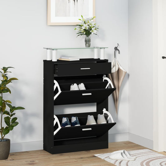 Schuhschrank 63X24X104 Cm Holzwerkstoff Schwarz