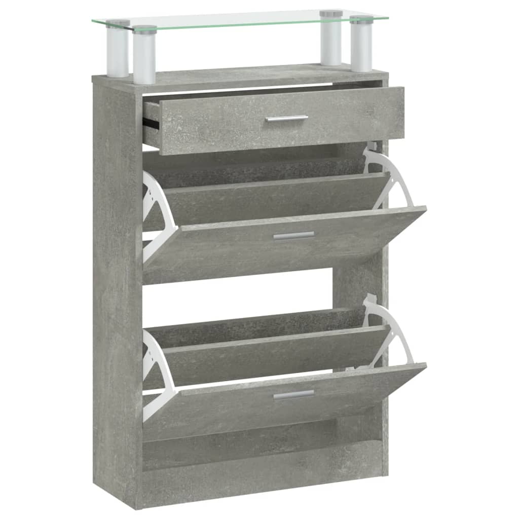 Schuhschrank 63X24X104 Cm Holzwerkstoff Betongrau