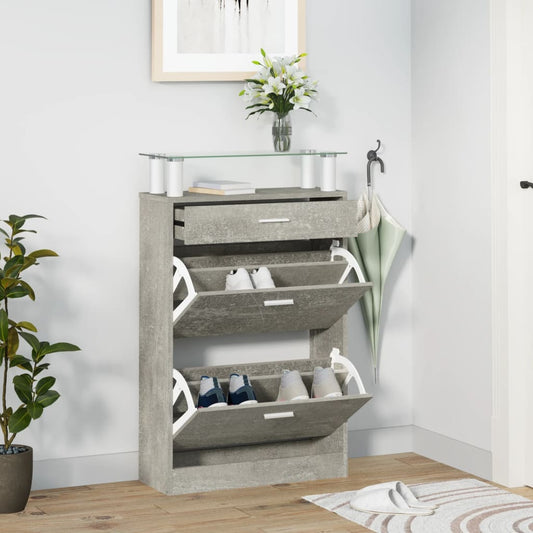 Schuhschrank 63X24X104 Cm Holzwerkstoff Betongrau