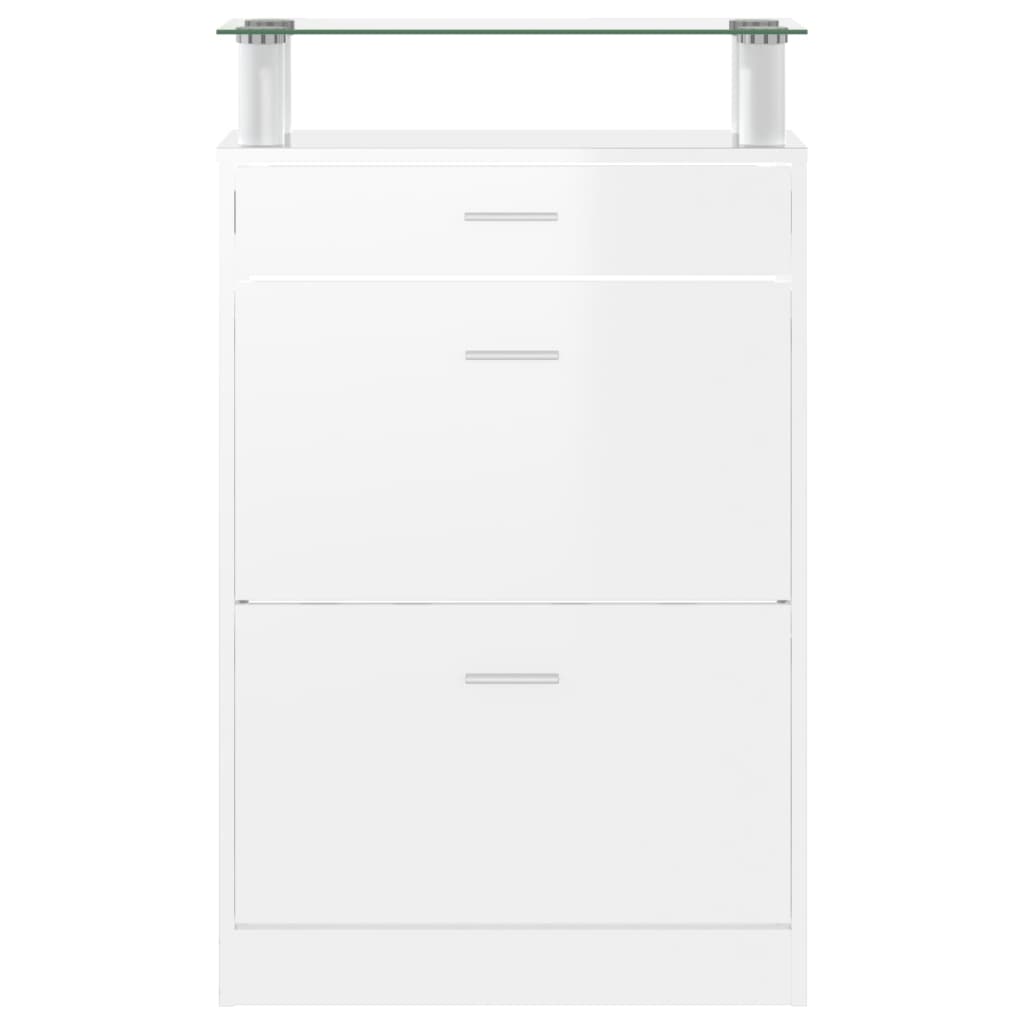 Schuhschrank 63X24X104 Cm Holzwerkstoff Hochglanz-Weiß