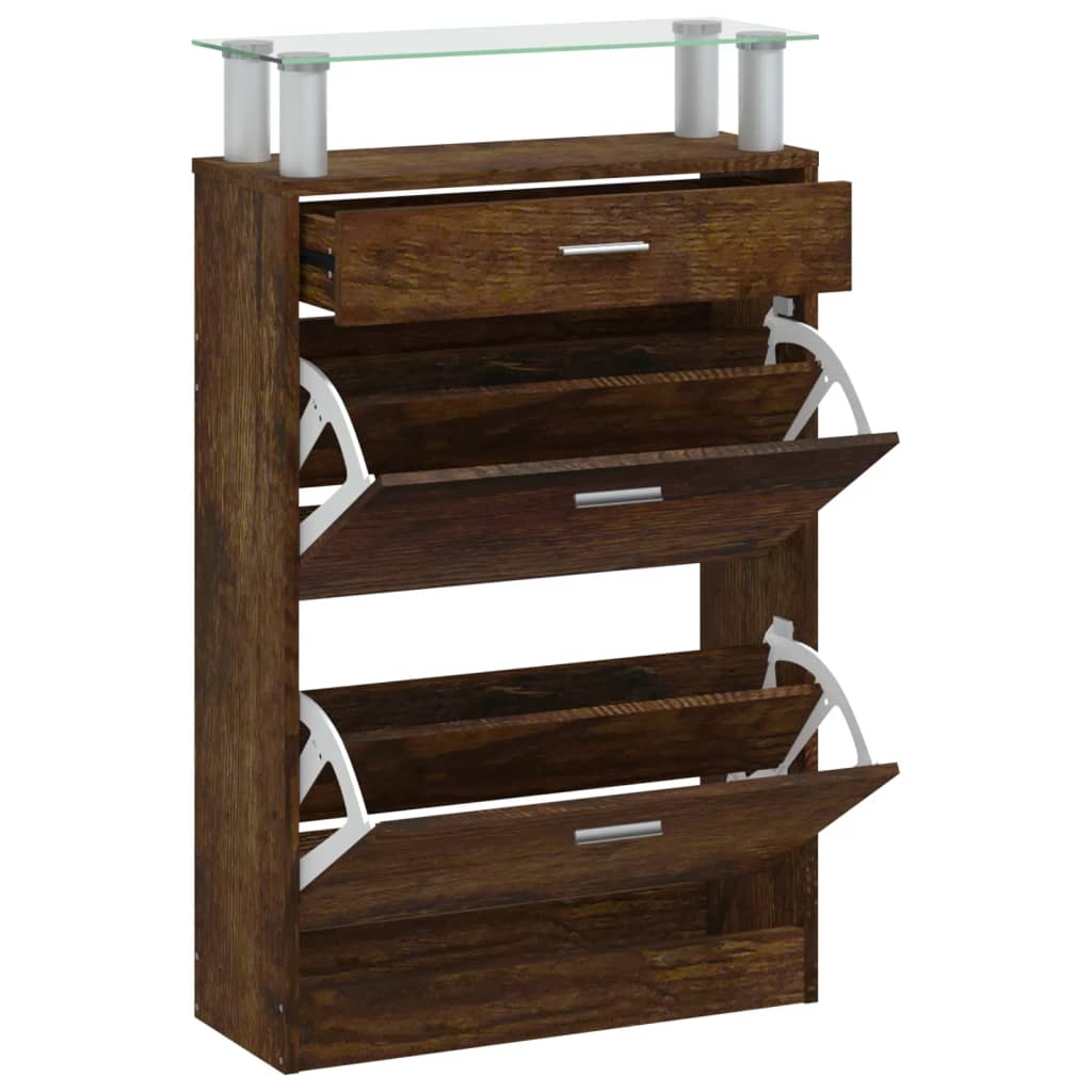 Schuhschrank 63X24X104 Cm Holzwerkstoff Räuchereiche