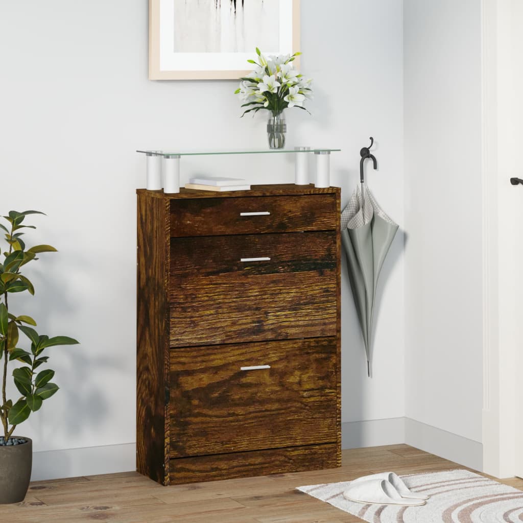 Schuhschrank 63X24X104 Cm Holzwerkstoff Räuchereiche