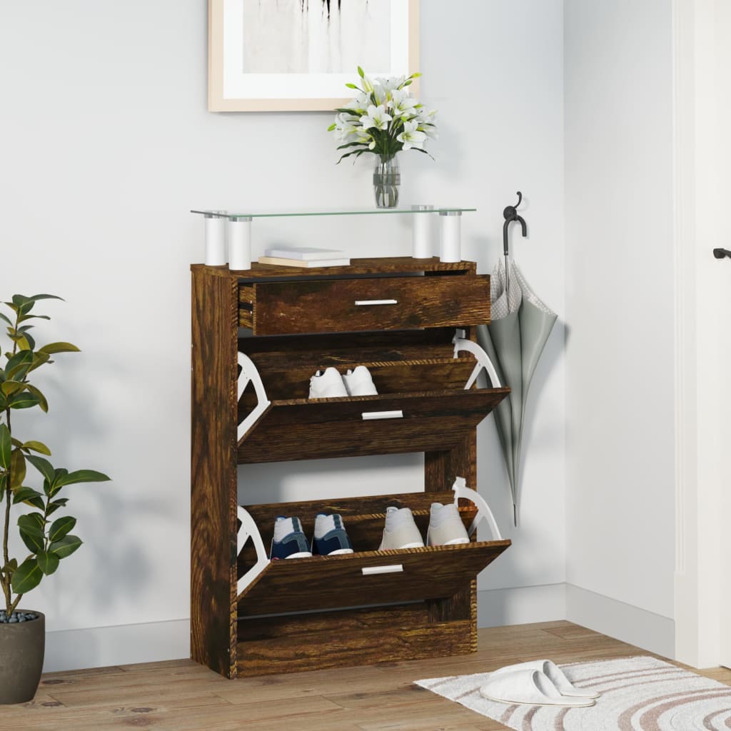 Schuhschrank 63X24X104 Cm Holzwerkstoff Räuchereiche