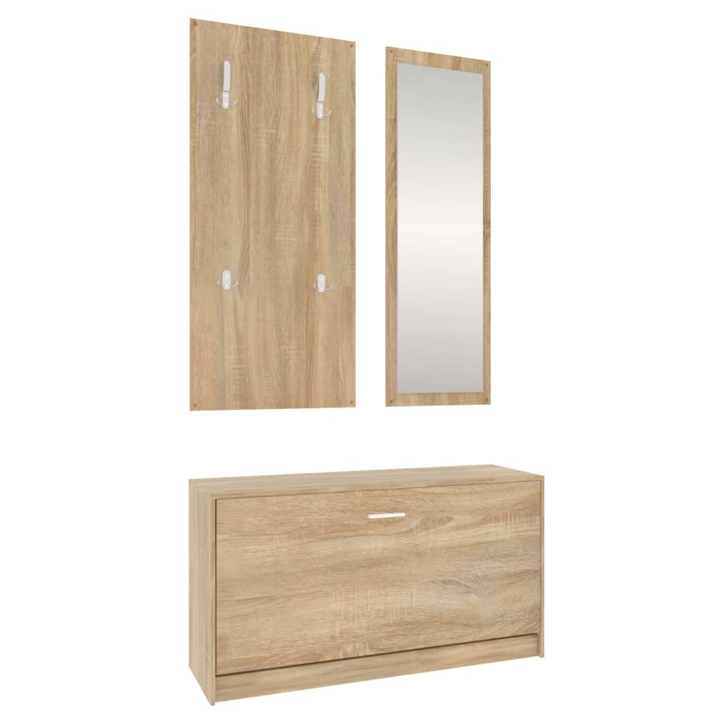 3-In-1 Schuhschrank-Set Sonoma-Eiche Holzwerkstoff Sonoma Eiche