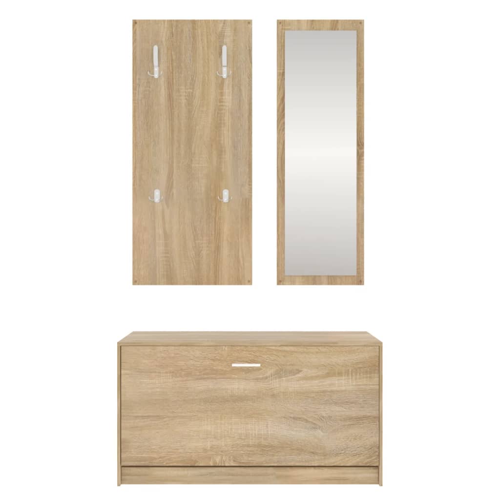 3-In-1 Schuhschrank-Set Sonoma-Eiche Holzwerkstoff Sonoma Eiche