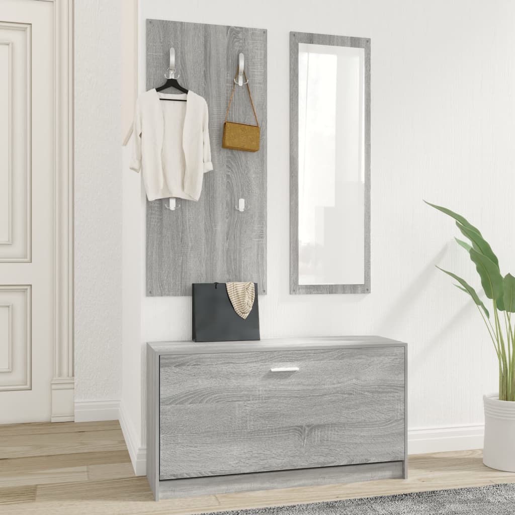 3-Tlg. Flurmöbel-Set Holzwerkstoff Grau Sonoma