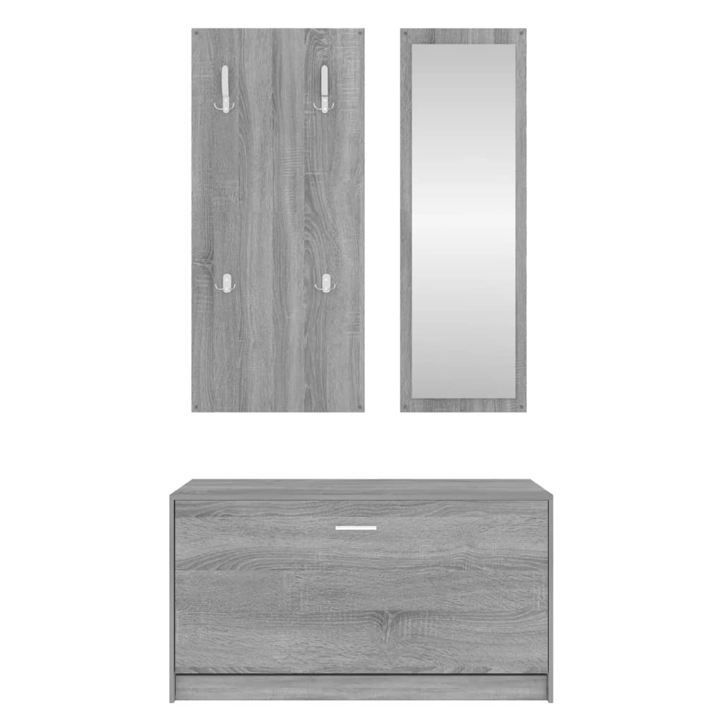 3-Tlg. Flurmöbel-Set Holzwerkstoff Grau Sonoma