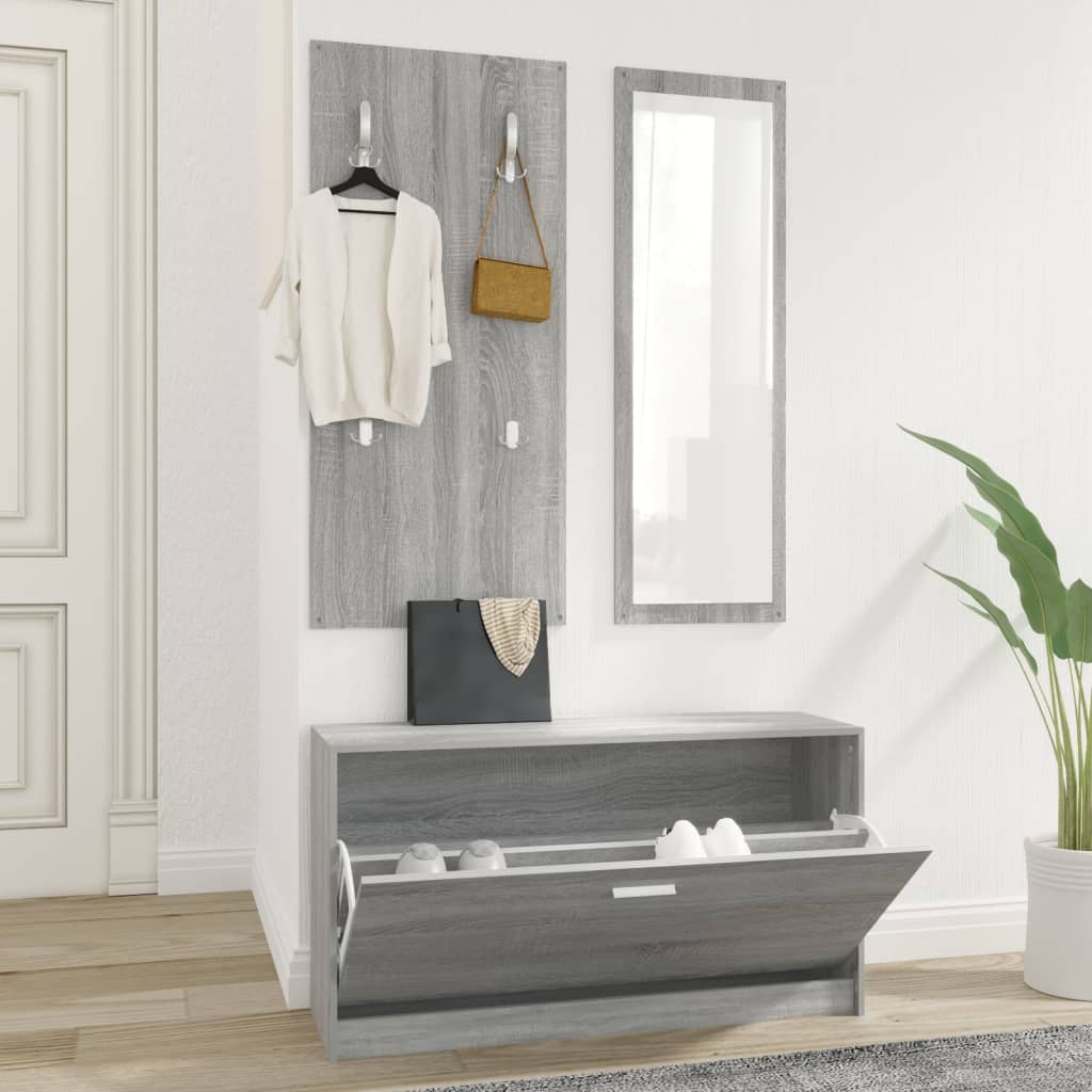3-Tlg. Flurmöbel-Set Holzwerkstoff Grau Sonoma