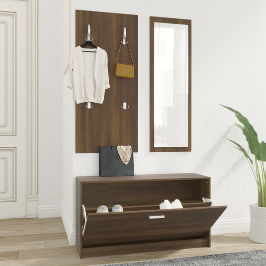 3-Tlg. Flurmöbel-Set Braun Eichen-Optik Holzwerkstoff Braune Eiche