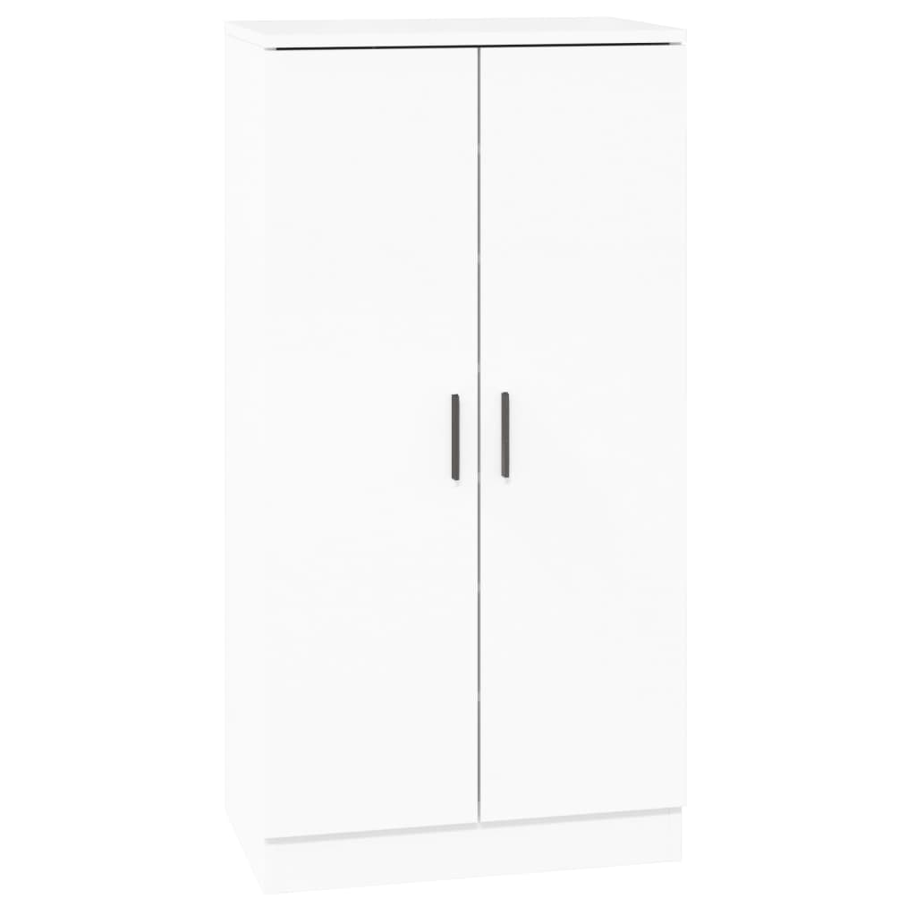 Schuhschrank 55X35X108 Cm Holzwerkstoff Hochglanz-Weiß