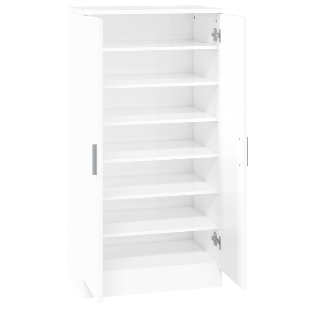 Schuhschrank 55X35X108 Cm Holzwerkstoff Hochglanz-Weiß