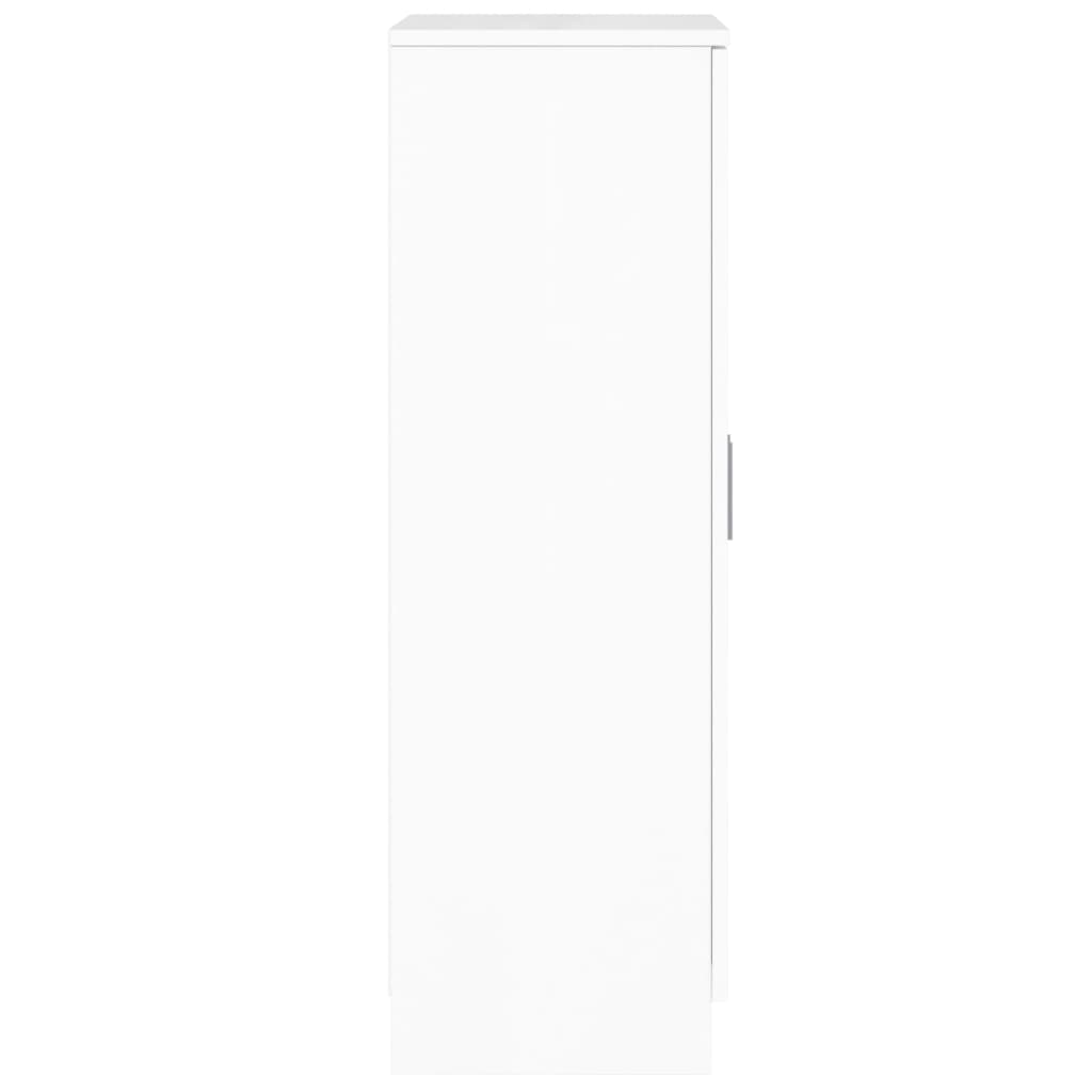Schuhschrank 55X35X108 Cm Holzwerkstoff Hochglanz-Weiß