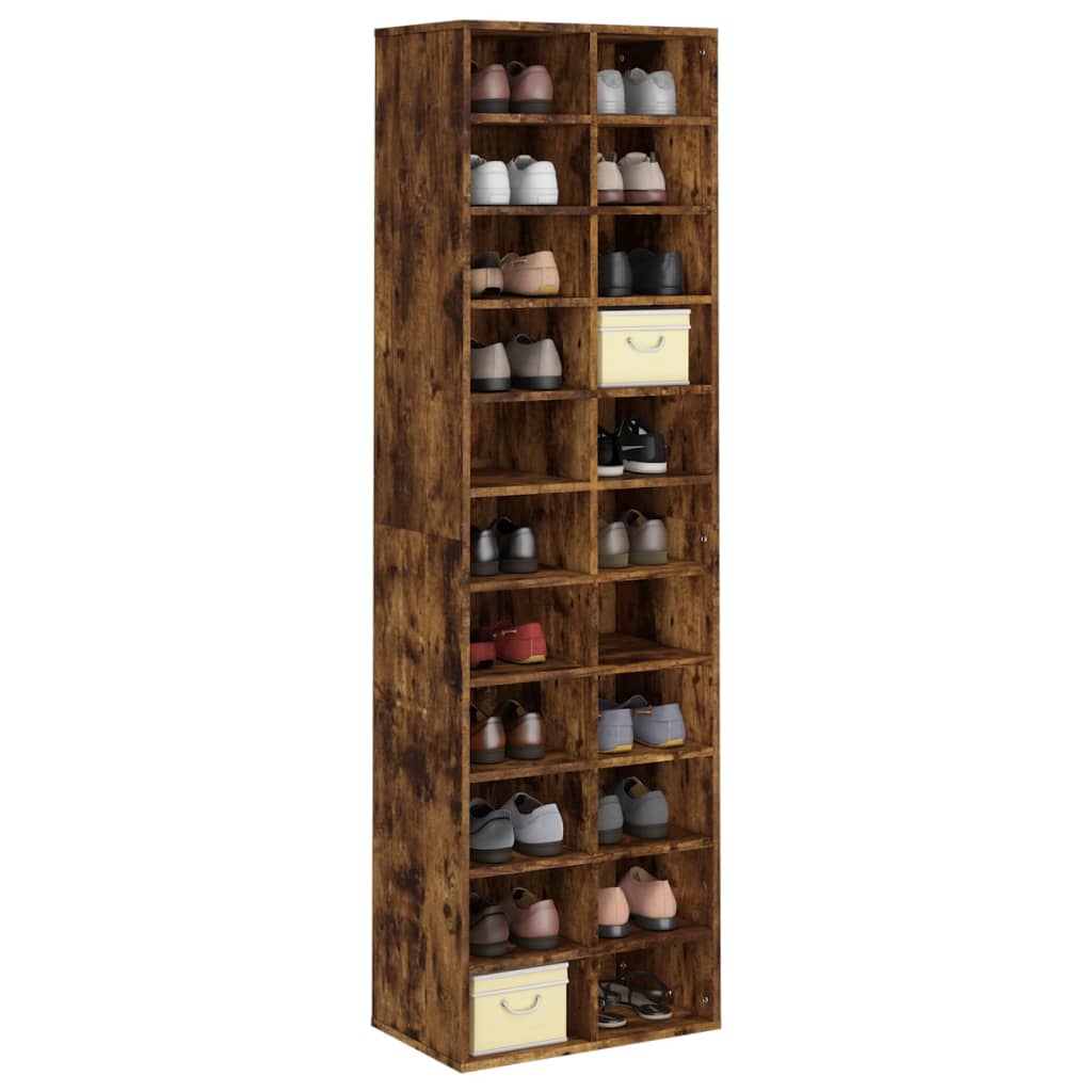 Schuhregal 54X34X183 Cm Holzwerkstoff Räuchereiche