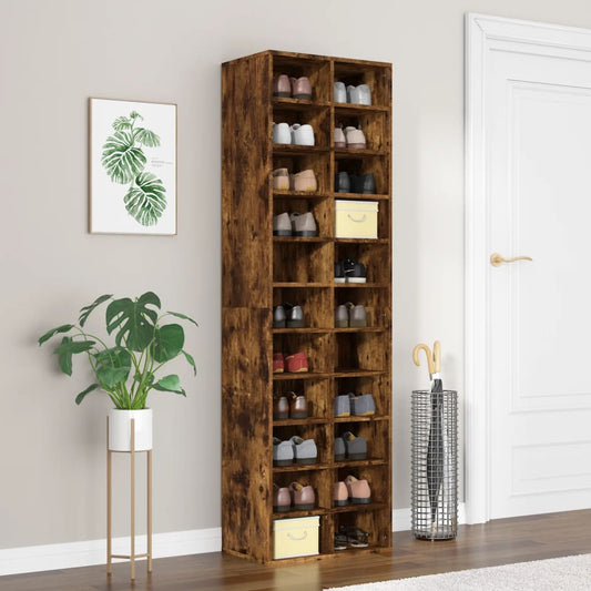 Schuhregal 54X34X183 Cm Holzwerkstoff Räuchereiche
