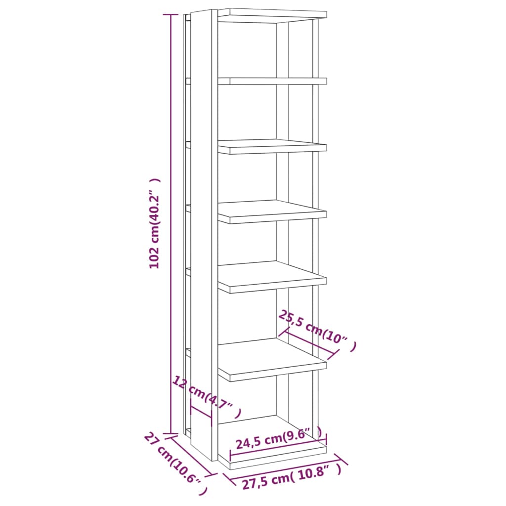 Schuhregal 27,5X27X102 Cm Holzwerkstoff Räuchereiche
