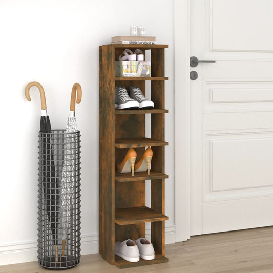 Schuhregal 27,5X27X102 Cm Holzwerkstoff Räuchereiche