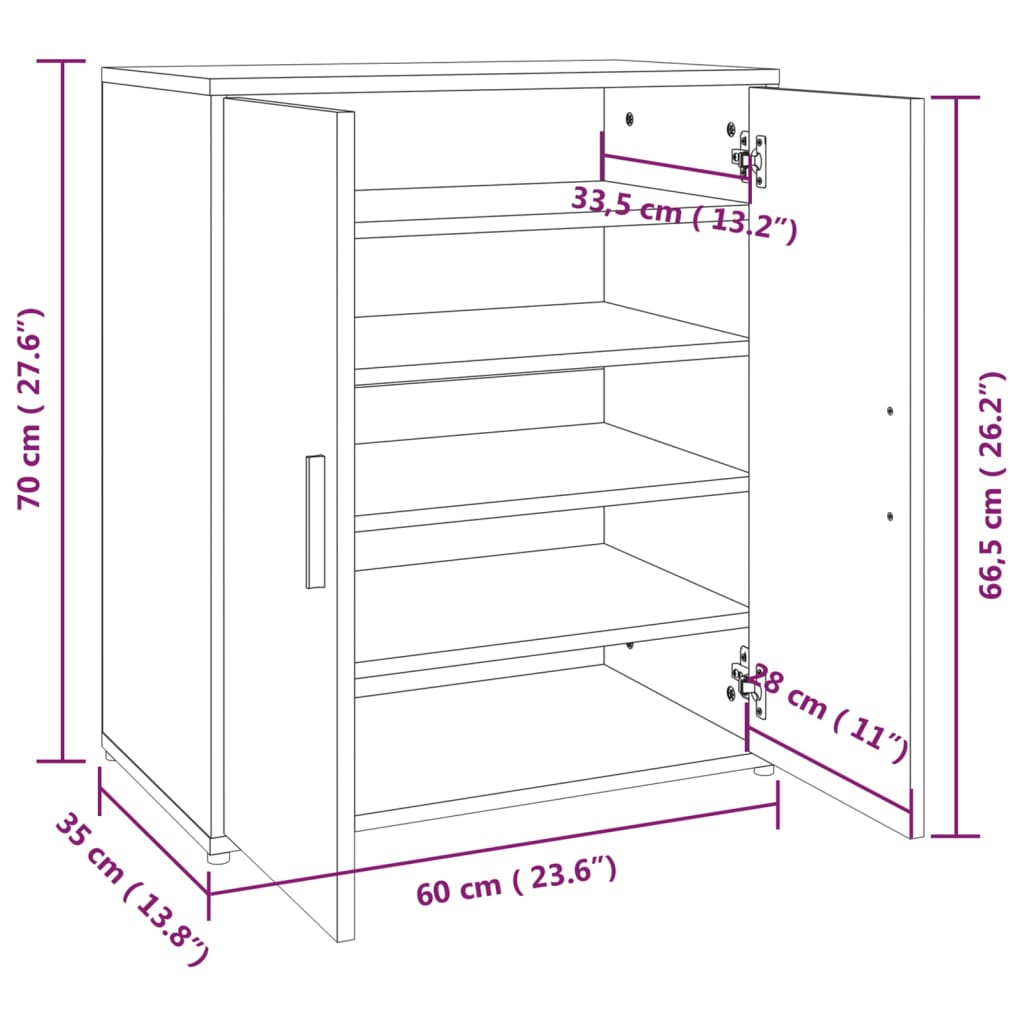 Schuhschrank Holzwerkstoff Grau Sonoma