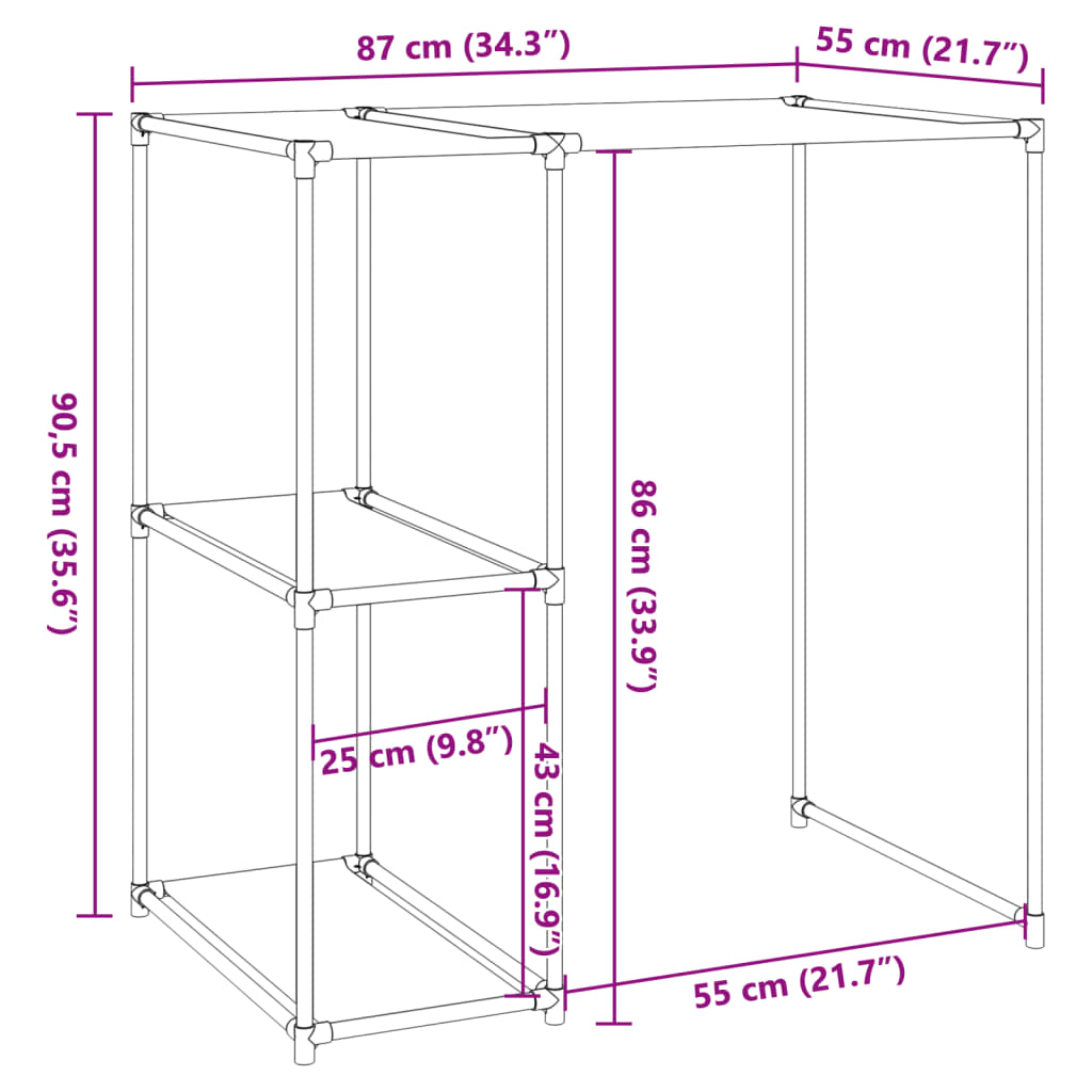 Waschmaschinenregal 87X55X90,5 Cm Eisen