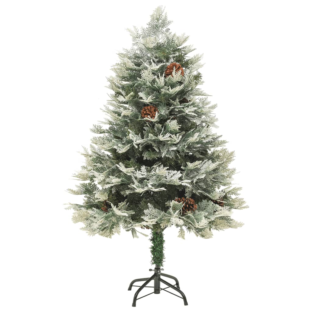 Weihnachtsbaum Mit Beleuchtung Und Kiefernzapfen Grün 150 Cm Weiß Und Blau