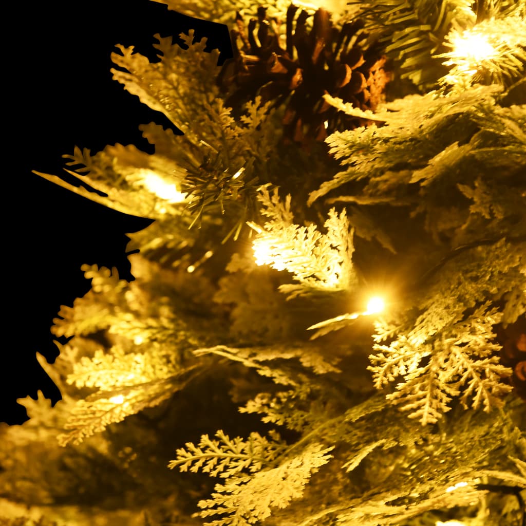 Weihnachtsbaum Mit Beleuchtung Und Kiefernzapfen Grün 150 Cm Weiß Und Blau