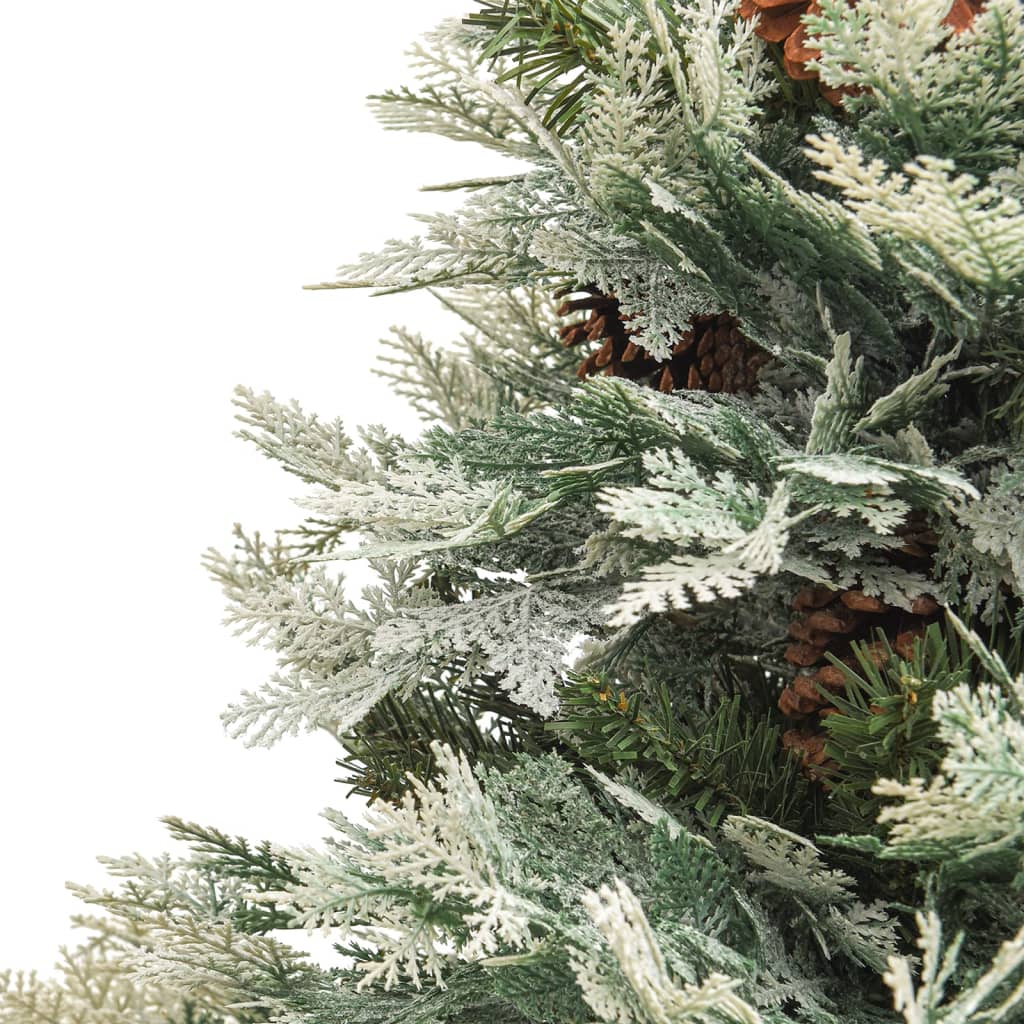 Weihnachtsbaum Mit Beleuchtung Und Kiefernzapfen Grün 150 Cm Weiß Und Blau