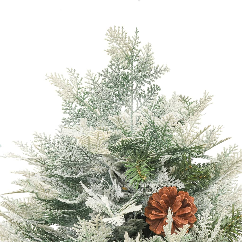 Weihnachtsbaum Mit Beleuchtung Und Kiefernzapfen Grün 150 Cm Weiß Und Blau