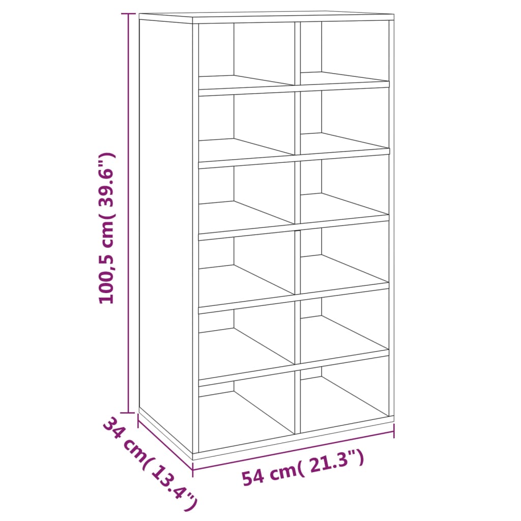 Schuhregal 54X34X100,5 Cm Holzwerkstoff Räuchereiche