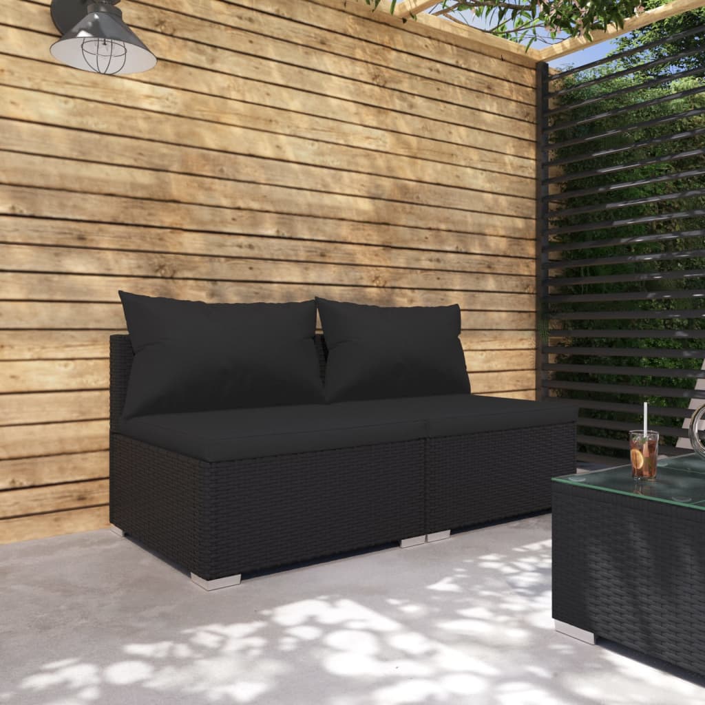 -Sofa Mit Kissen Grau Poly Rattan