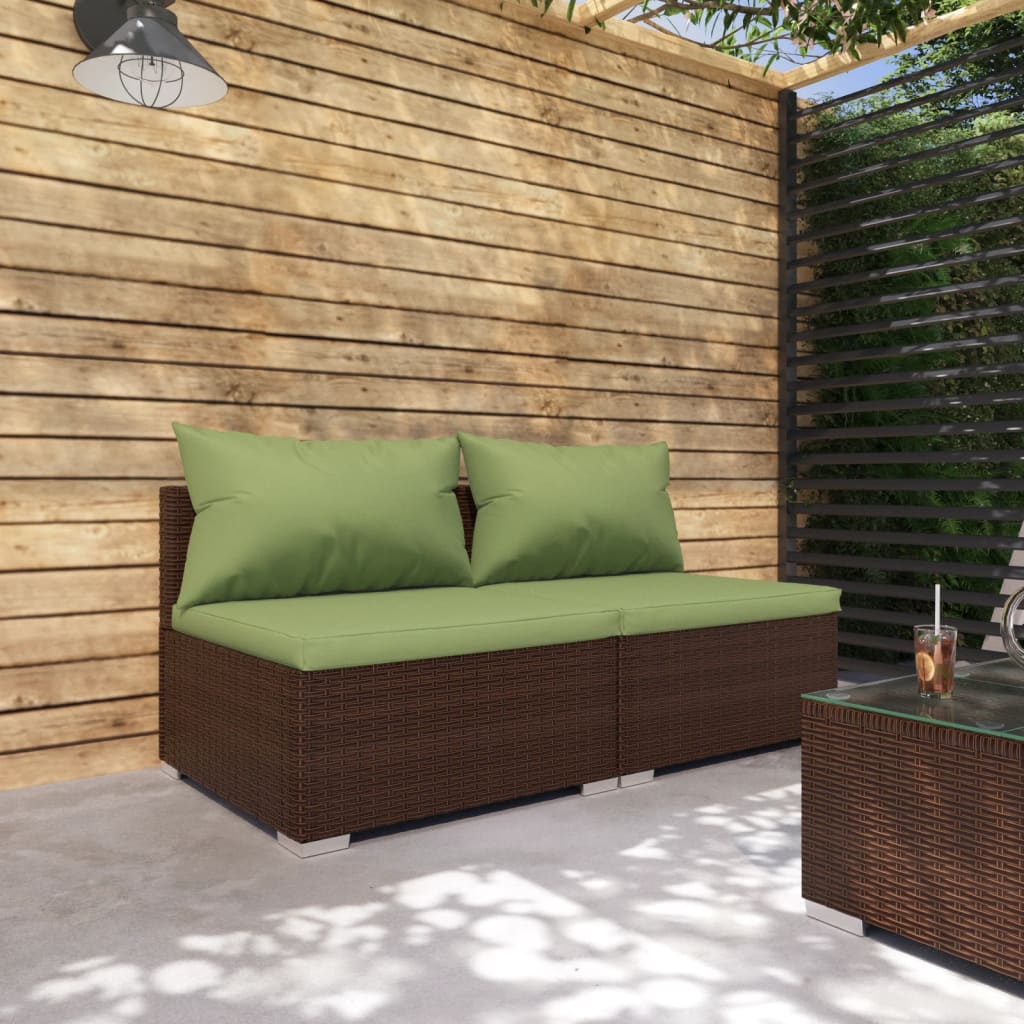 -Sofa Mit Kissen Grau Poly Rattan