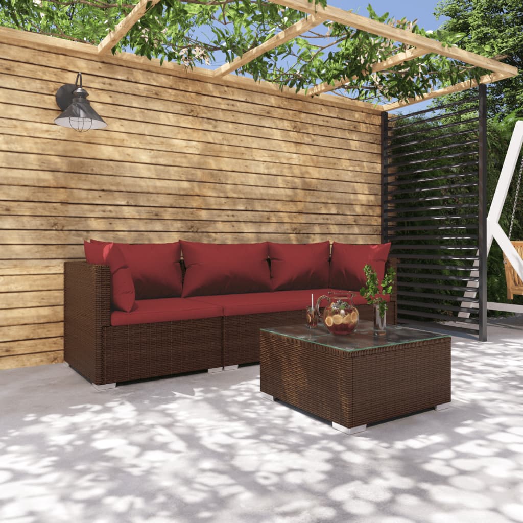 -Sofa Mit Kissen Grau Poly Rattan