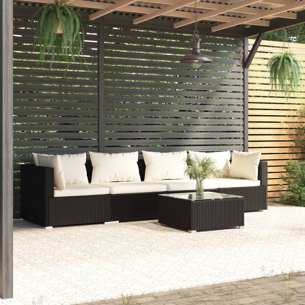 -Sofa Mit Kissen Grau Poly Rattan