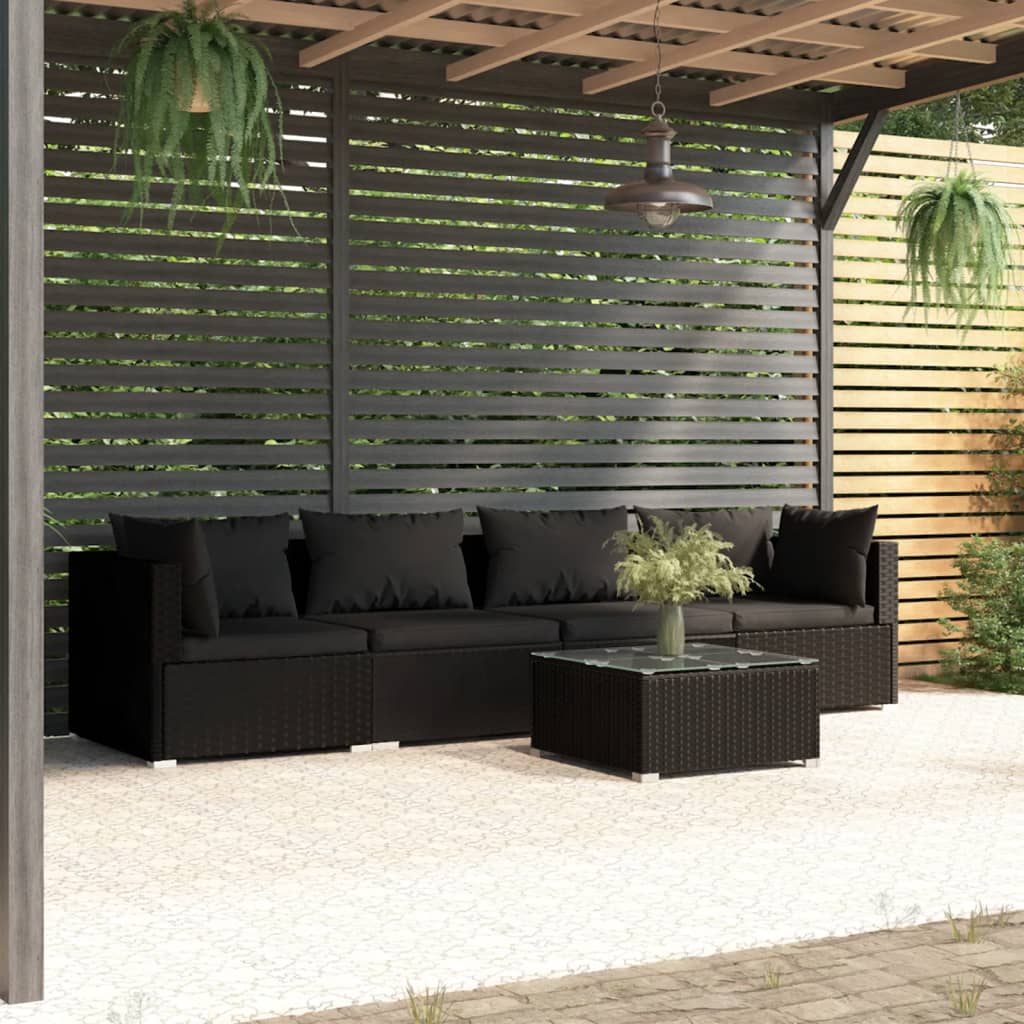 -Sofa Mit Kissen Grau Poly Rattan